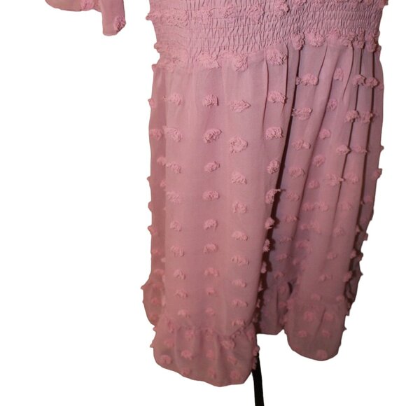 BTFBM Smocked Dress Short Flutter Sleeve VNeck Swiss Dot Babydoll Ruffle XXL NEW - Picture 6 of 14
